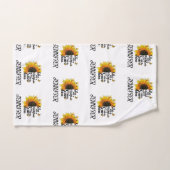 Gelbe Aquarellsonnenblumen - Liebe Zitat Badhandtuch Set (Handtuch)