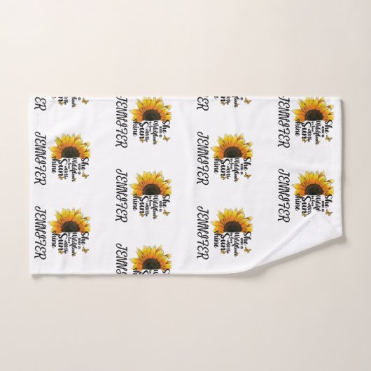 Gelbe Aquarellsonnenblumen - Liebe Zitat Badhandtuch Set (Handtuch)