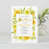 Gelbe Aquarelltaufe Blume Einladung (Stehend Vorderseite)