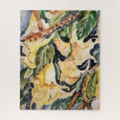 Gelbe Aquarelltrompen mit braunen Zweigen Puzzle (Vertikal)