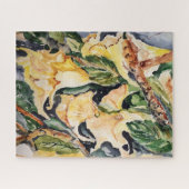 Gelbe Aquarelltrompen mit braunen Zweigen Puzzle (Horizontal)