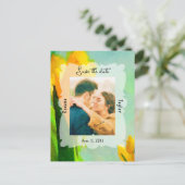 Gelbe Aquarelltücher Hochzeitsstipene Foto Rett Da Postkarte (Stehend Vorderseite)