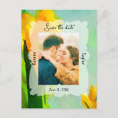 Gelbe Aquarelltücher Hochzeitsstipene Foto Rett Da Postkarte (Vorderseite)