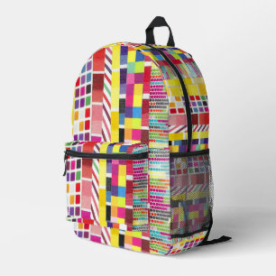 Gelbe Armbanduhren und farbenfrohe Pixel-Rucksäcke Bedruckter Rucksack