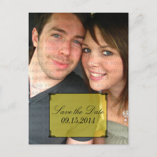 Gelbe Art Deco Rahmen Save the Date Postkarte