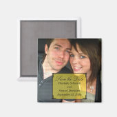 Gelbe Art Deco Rahmen speichern Datum Magnet (Vorderseite/Rückseite)