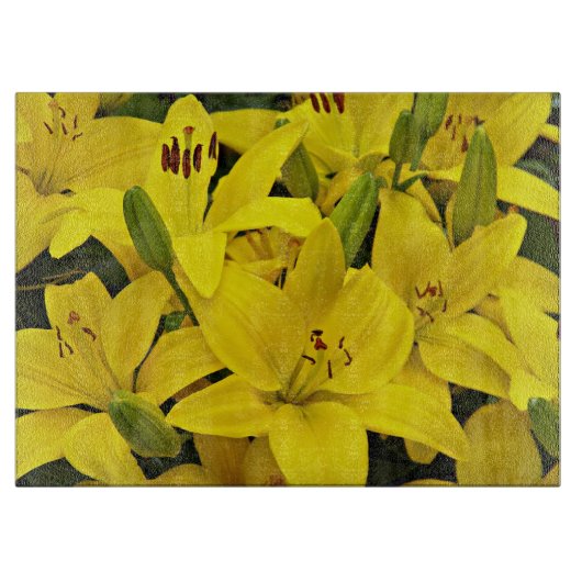 Gelbe Asiatische Lilien Schneidebrett (Vorderseite)