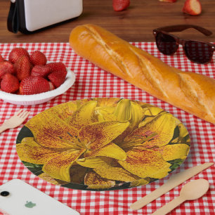 Gelbe asiatische Lilienblüten Floral Pappteller