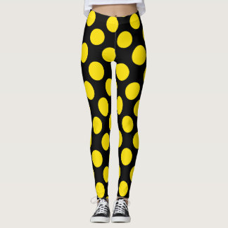 Gelbe auf schwarzen Punkten-Leggings Leggings