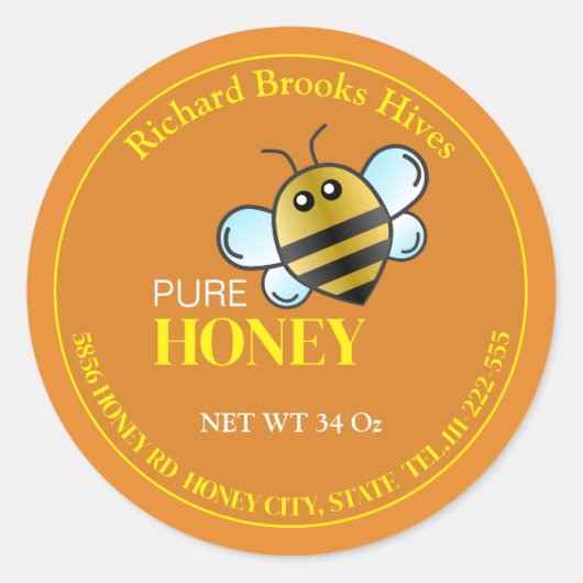 Gelbe Aufkleber für Cartoon Bee (Vorderseite)