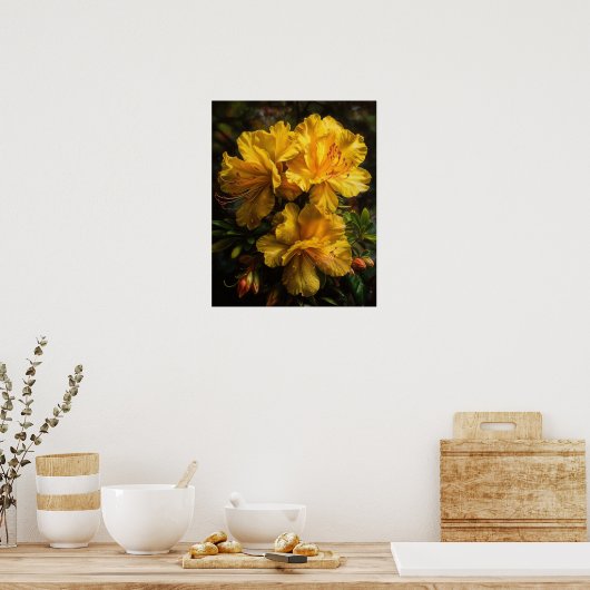 Gelbe Azalea Blume Art Print Poster (Küche)