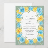 Gelbe Azure-Bloom-Hochzeit Einladung (Vorne/Hinten)
