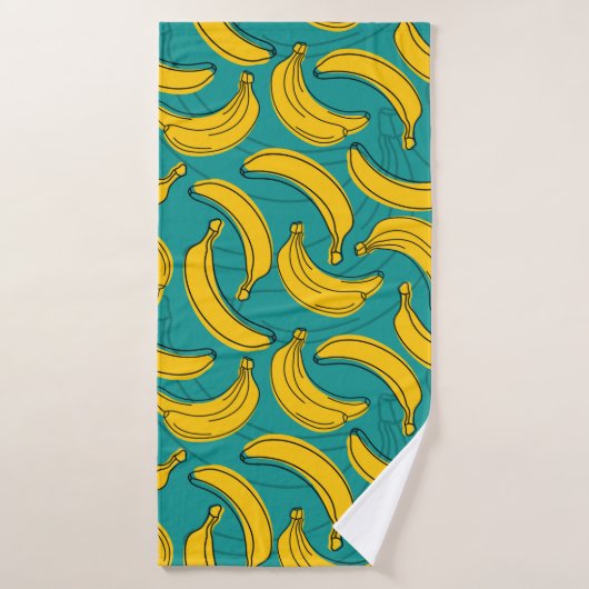 Gelbe Banane mit schwarzer Kontur Badehandtuch (Badehandtuch)