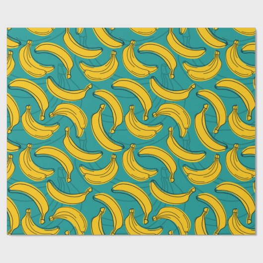 Gelbe Banane mit schwarzer Kontur Geschenkpapier (Flach)