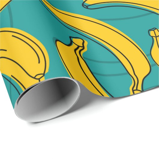 Gelbe Banane mit schwarzer Kontur Geschenkpapier (Rolleneckpunkt)