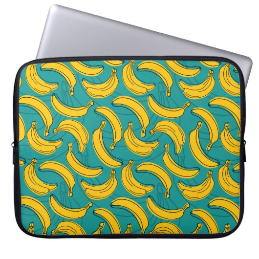 Gelbe Banane mit schwarzer Kontur Laptopschutzhülle (Vorderseite)