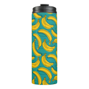 Gelbe Banane mit schwarzer Kontur Thermosbecher
