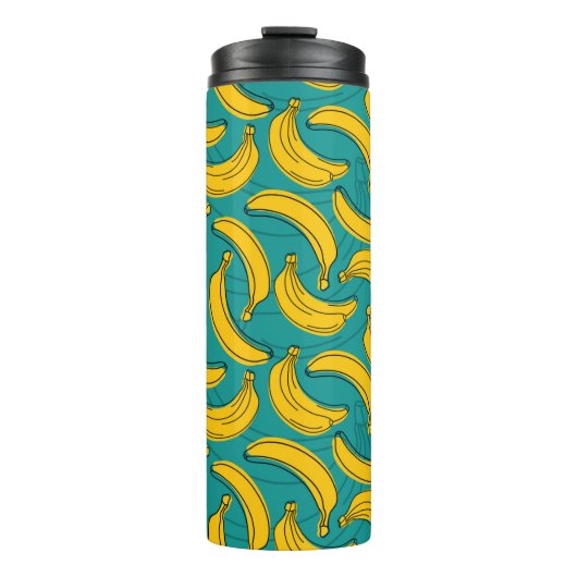 Gelbe Banane mit schwarzer Kontur Thermosbecher (Vorderseite)