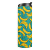 Gelbe Banane mit schwarzer Kontur Thermosbecher (Nach links gedreht)