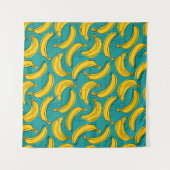 Gelbe Banane mit schwarzer Kontur Wandteppich (Vorderseite (Horizontal))
