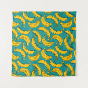 Gelbe Banane mit schwarzer Kontur Wandteppich
