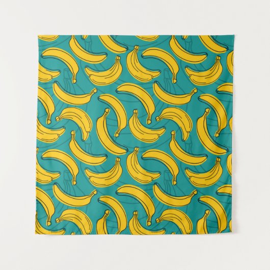 Gelbe Banane mit schwarzer Kontur Wandteppich (Vorderseite)