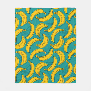 Gelbe Banane: Vintage schwarze Kontur Fleecedecke