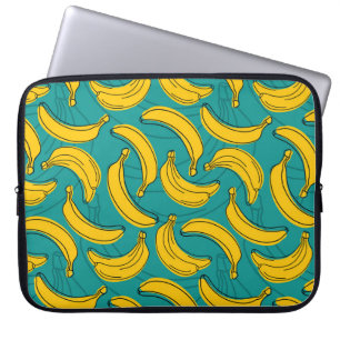 Gelbe Banane: Vintage schwarze Kontur Laptopschutzhülle