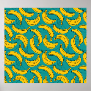 Gelbe Banane: Vintage schwarze Kontur Poster