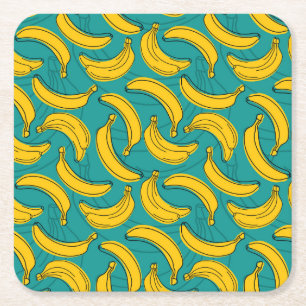 Gelbe Banane: Vintage schwarze Kontur Rechteckiger Pappuntersetzer