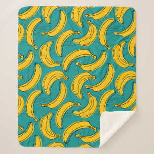Gelbe Banane: Vintage schwarze Kontur Sherpadecke