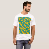 Gelbe Banane: Vintage schwarze Kontur T-Shirt (Vorne ganz)