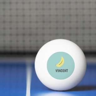 Gelbe Banane zeichne blau personalisiert Tischtennisball