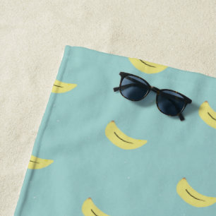 Gelbe Banane zeichne blaues Muster Strandtuch