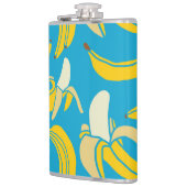 Gelbe Bananen, blaues Hintergrundmuster Flachmann (Links)