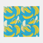 Gelbe Bananen, blaues Hintergrundmuster Fleecedecke (Vorderseite (Horizontal))