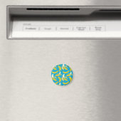 Gelbe Bananen, blaues Hintergrundmuster Magnet (In Situ (Geschirrspüler))