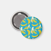 Gelbe Bananen, blaues Hintergrundmuster Magnet (Vorderseite/Rückseite)