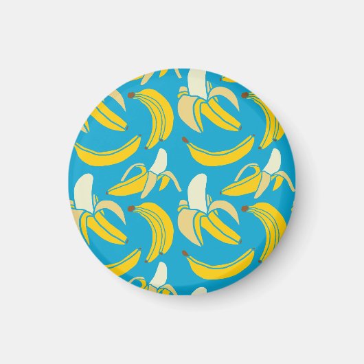 Gelbe Bananen, blaues Hintergrundmuster Magnet (Vorne)