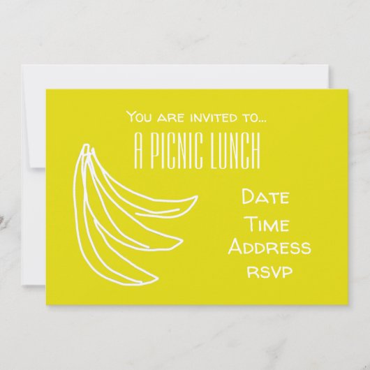Gelbe Bananenfrucht Picknick im Sommer Party Einladung (Vorderseite)