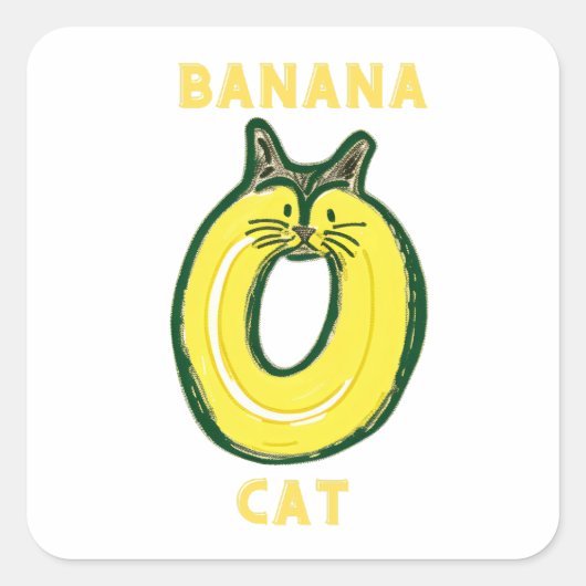 Gelbe Bananenkatze - niedliches Kätzchen-Aufkleber Quadratischer Aufkleber (Vorderseite)
