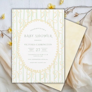 Gelbe Bänder & Streifen Vintage-Baby-Party Einladung