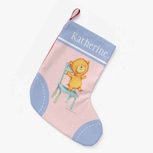 Gelbe Bärentänze und Plays auf dem Stuhl Kleiner Weihnachtsstrumpf (Vorderansicht (hängend))