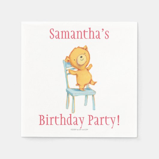 Gelbe Bärentänze und Plays auf dem Stuhl Serviette (Vorderseite)