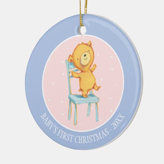 Gelbe Bärn-Tänze und Spiele auf Stuhl Keramikornament (Links)