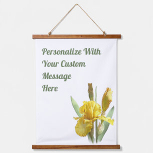 Gelbe Bart Iris Blumenkunst Personalisiert Wandteppich Mit Holzrahmen