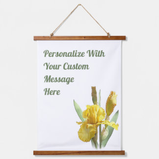 Gelbe Bart Iris Blumenkunst Personalisiert Wandteppich Mit Holzrahmen