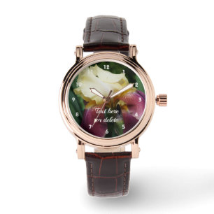 Gelbe Bartete Iris-Blume Personalisiert Armbanduhr