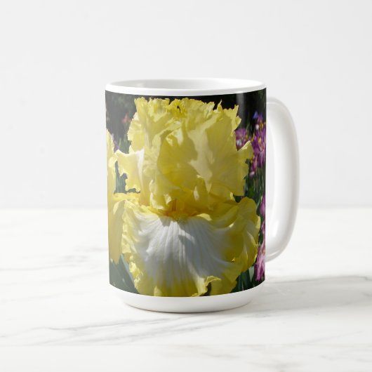 Gelbe Bartete Iris Iris Blume Kaffeetasse (VorderseiteRechts)