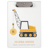 Gelbe Baukrane Monogramm Boys Klemmbrett (Vorderseite)